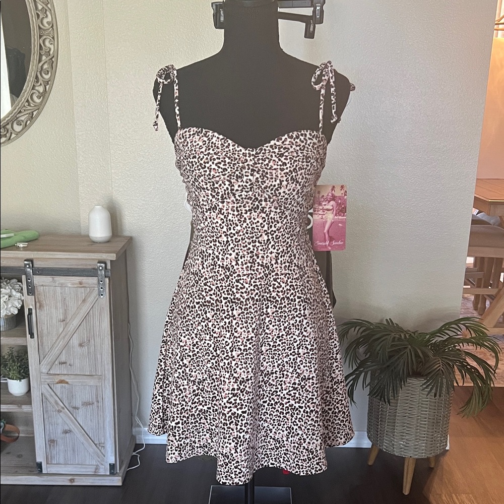 Emerald Sundae Pink and Black Leopard Print Midi Dress